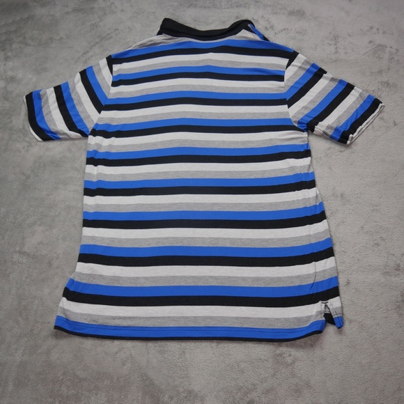 Travis Matthew Mens Large Black Blue Multicolored Stripe Short Sleeve Polo Shirt - Picture 4 of 12